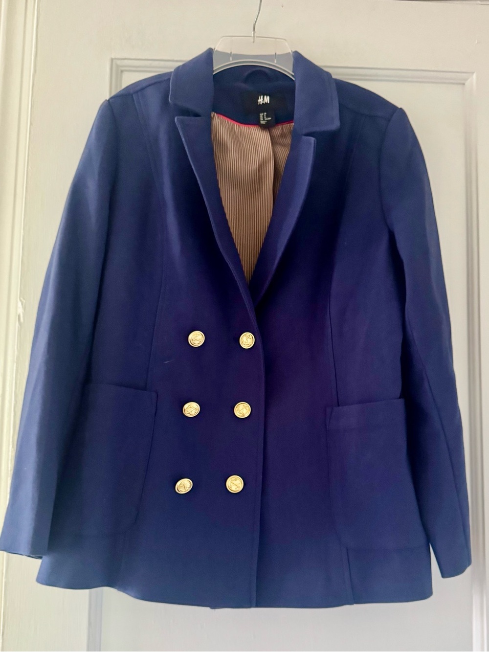 H&M Navy Double-Breasted Blazer with Gold Buttons Preppy Classic Coastal